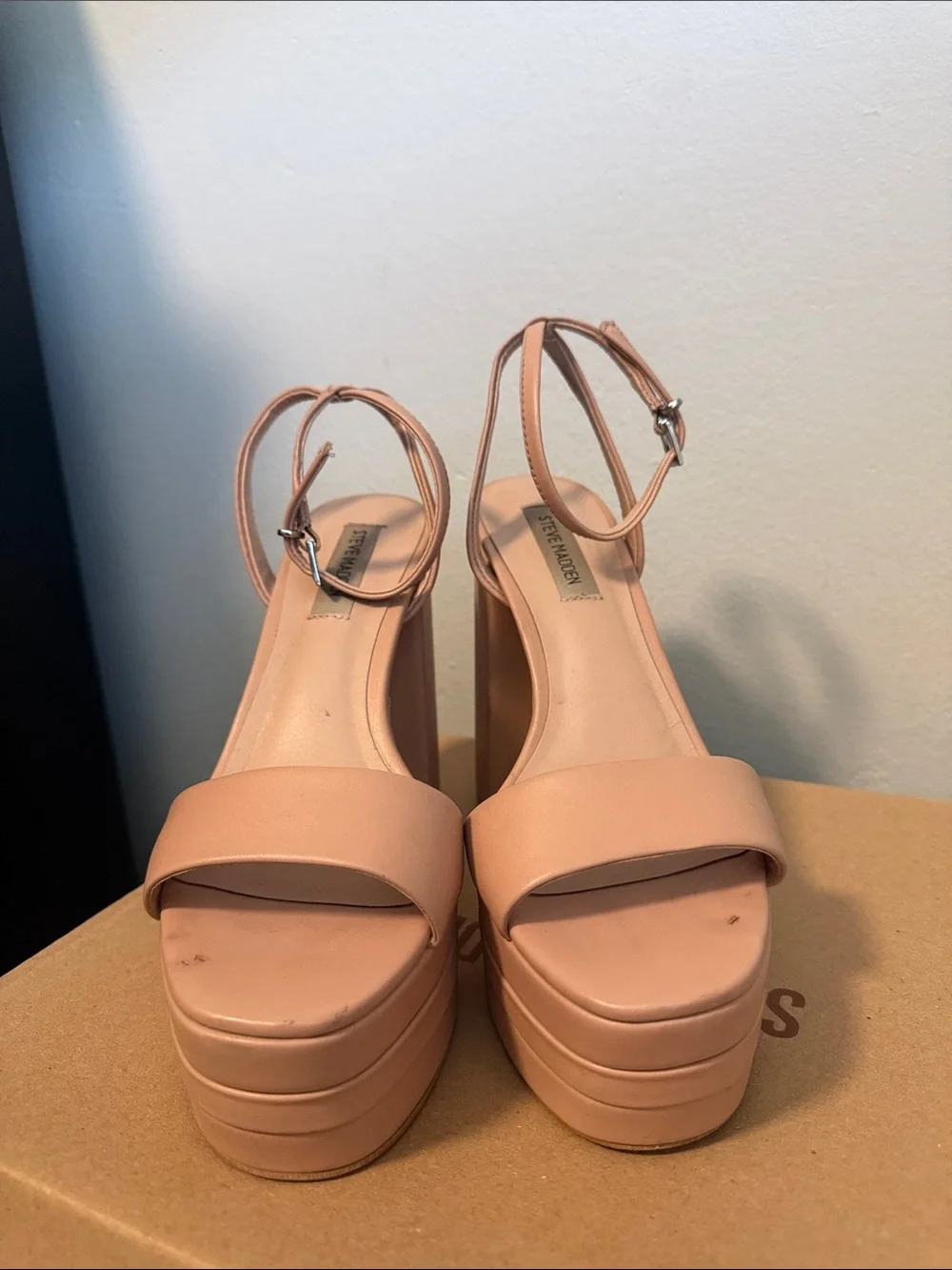 Steve Madden Nude Blush Platform Ankle-Strap Sandals